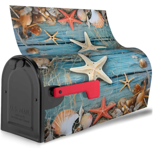 Seashell Beach Starfish Mailbox Cover Magnetic 21x18 in 1