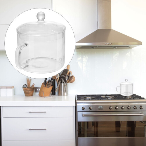 Transparent Glass Saucepan with Lid and Handle