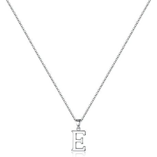 Sterling Silver Initial Pendant Necklace with Figaro Chain