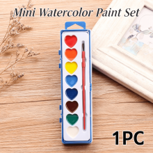 Mini Watercolor Set with 8 Colors Travel Palette Brush and