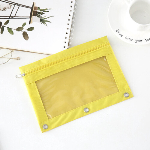3-Ring Binder Pouch Transparent Zipper Large Capacity