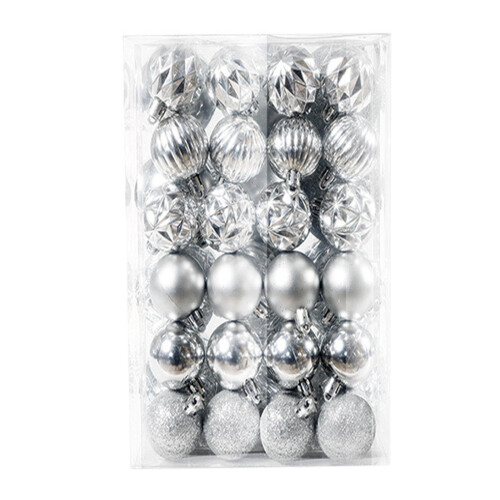Silver Shatterproof Christmas Ornaments Set 48PCS
