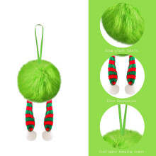 Lime Green Furry Christmas Ball Ornament with Legs 12pcs