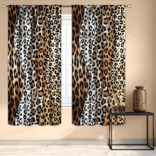 Brown cheetah print curtains 42x63 inch rod pocket 2 panels