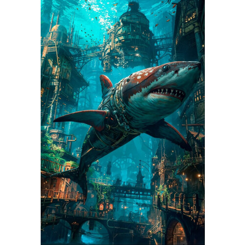 Futuristic Robot Shark Wooden Puzzle 1000 Pieces