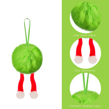 Lime Green Faux Fur Christmas Ball Ornament with Legs