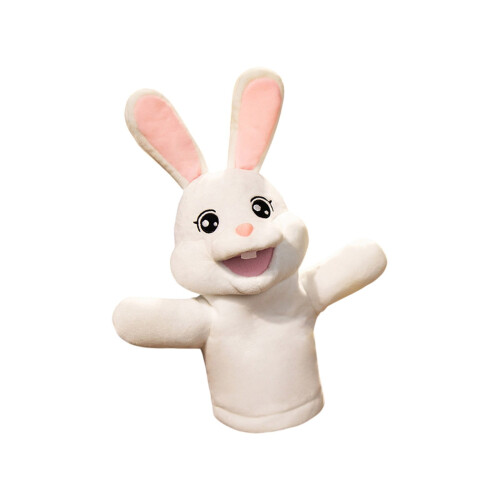 White Easter Bunny Hand Puppet with Movable Mouth 1pc