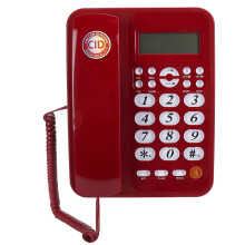 Red Wired Desk Phone with Caller ID for Home Office