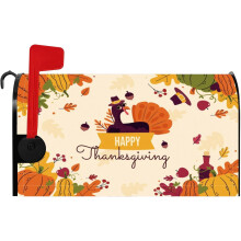 Cartoon Turkey Pumpkin Magnetic Mailbox Cover Boho Fall