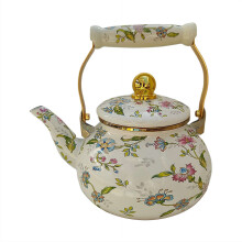 Vintage Enamel Tea Kettle Floral Pattern 84 oz Stovetop