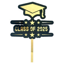 Cake Inserts Graduation Theme Glitter Diploma Cap 24 pcs