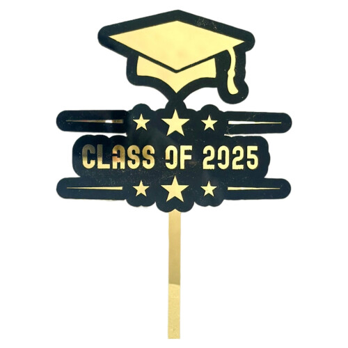 Cake Inserts Graduation Theme Glitter Diploma Cap 24 pcs