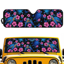 Windshield Sun Shade Boho Floral Turtle Design 52.95 x
