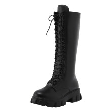 Women's Knee-High Gothic Lace-Up Boots Black Size 7.5