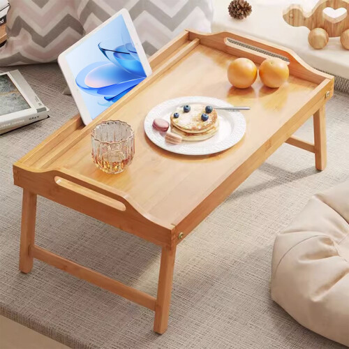 Foldable Wooden Breakfast Tray Beige 40x30x20cm