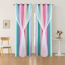 Ombre Rainbow Blackout Curtains for Girls' Bedroom