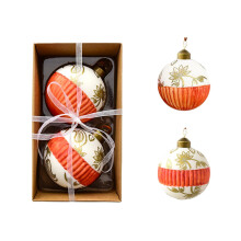 Shiny Glitter Glass Ornaments Orange 2-Pack