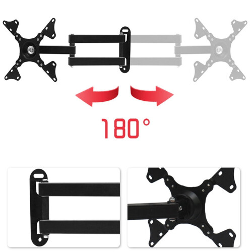 Black Flat Screen TV Wall Mount Bracket 360 Rotation 1 1