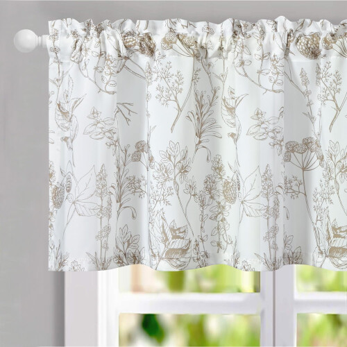 Semi-Sheer Kitchen Curtain Valance Brambleberry Pattern