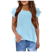 Girls Knot Tunic Top Light Blue M