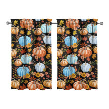 Pumpkin Pattern Tier Curtains Rustic Fall 2 Pack 27.5x39