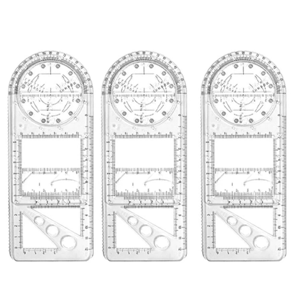 (Transparent, Primary School) Geometric Ruler & Drawing Template Tool 6461731909866