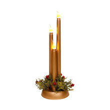 Flameless Christmas Candles Gold Pillar 12 inch