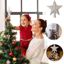 Christmas Tree Topper Star Silver Glitter 5.91 Inch