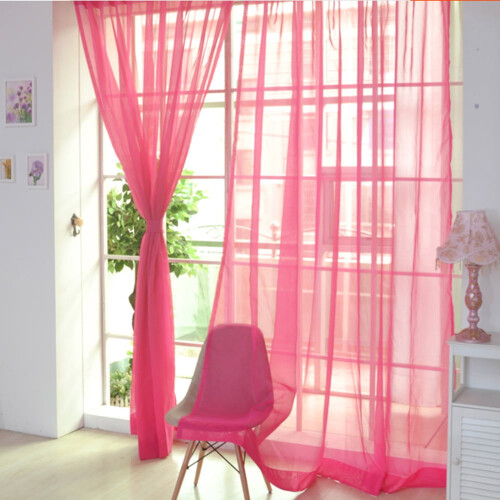Solid Color Wedding Curtain Rose Red 100x201 cm