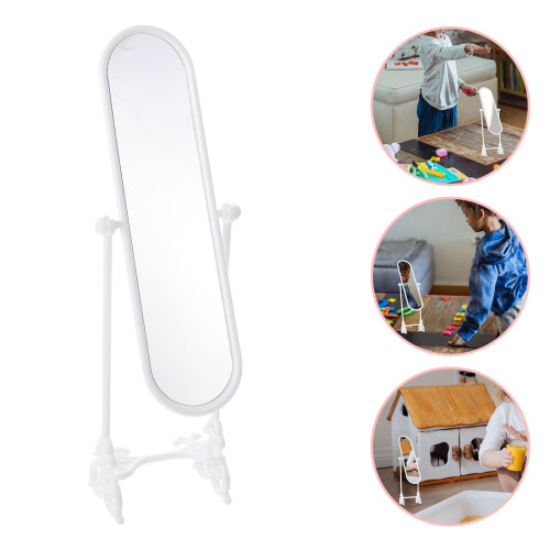 White Plastic Miniature Mirror for Bedroom Decor 2 Sets