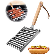 Stainless Steel Hot Dog Roller Grill 6 Rollers 5 Hot Dogs