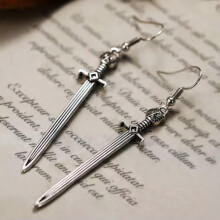 Punk Sword Drop Dangle Earrings 925 Silver - 3 Pairs