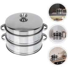 Chinese Steamer Stainless Steel 2-Tier Round