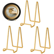 Anti-Slip Plate Stand Gold Iron 3 Pack 6 Inch