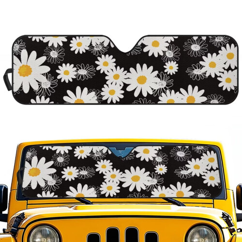 Daisy Print Windshield Sun Shade for Jeep Wrangler JL/JLU