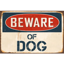 Beware Of Dog Vintage Aluminum Sign 8 x 12 Inch