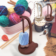 Solid Wood Yarn Stand with Magnetic Rotating Spindle 1