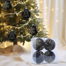 Brown Velvet Christmas Balls with Gold Snowflake Tree
