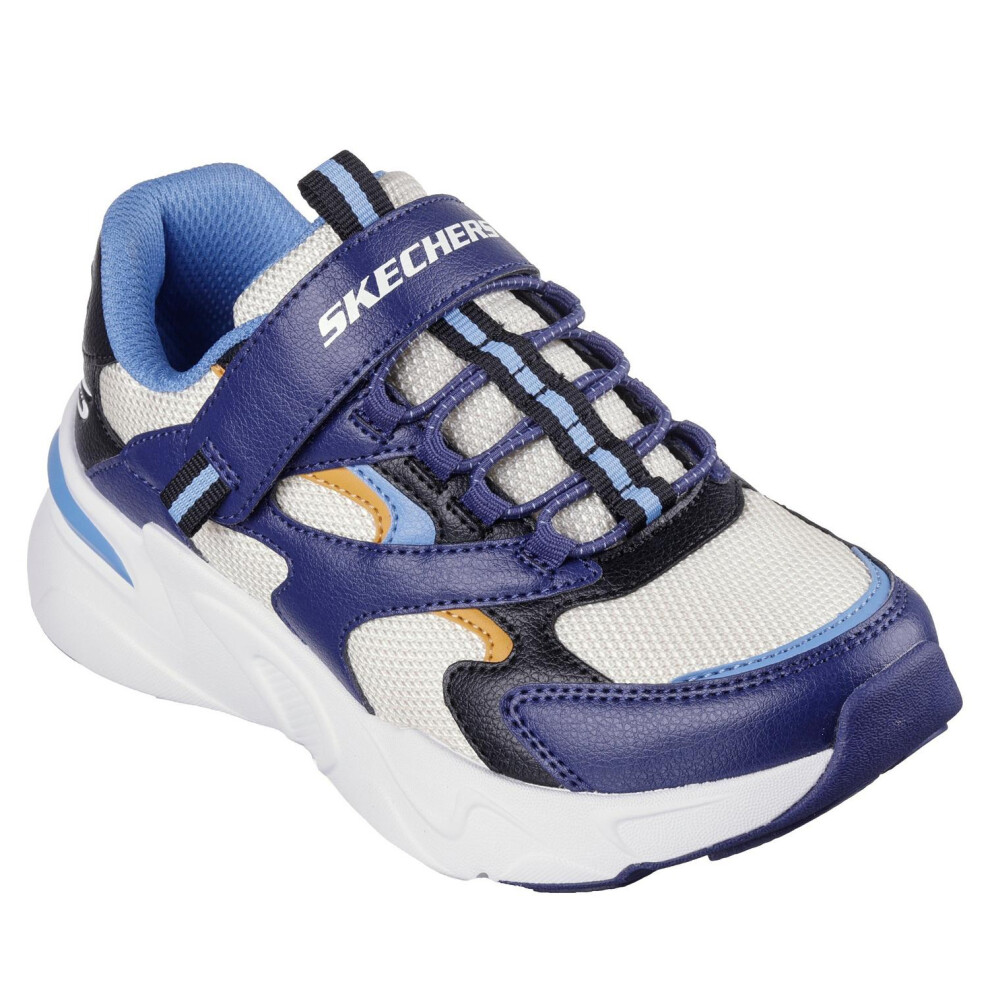 Skechers (3 Uk, White/Black/Blue) Childrens/Kids Bobsbamina Colour Block Trainers