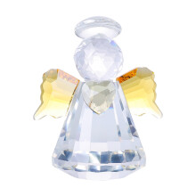 Crystal Guardian Angel Figurine Paperweight 2.7 Inch Yellow