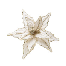 Glitter Poinsettia Christmas Tree Decorations with Clips