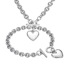 Heart Choker Necklace and Bracelet Set 57x1 cm