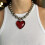 Heart Necklace Red Glass Pendant Choker 1