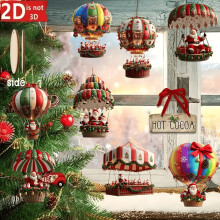 Hand-painted wooden Christmas ornament snowman Santa tree