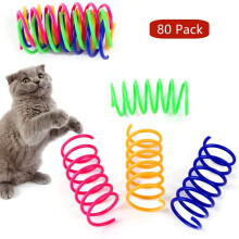 Cat Spring Toys Plastic Coils 80-Pack 1 Inch Multicolor