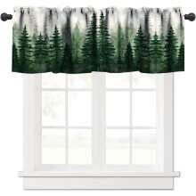 Watercolor Green Forest Valance Curtains 54x18 inch