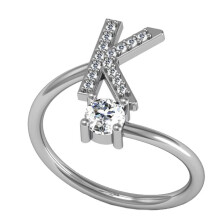 Women's Stainless Steel Initial Ring with Cubic Zirconia