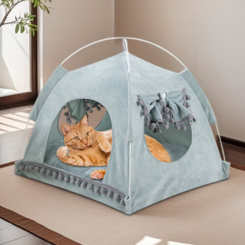 Cat Tent Cave Bed with Soft Mat Portable Folding House
