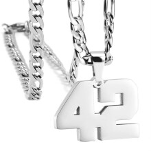 Men's Stainless Steel Number 42 Pendant Necklace with