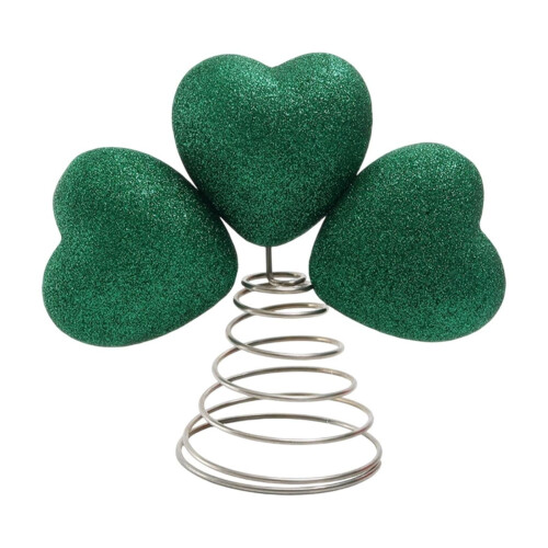 St Patrick's Day Glitter Shamrock Tree Topper 3D Green